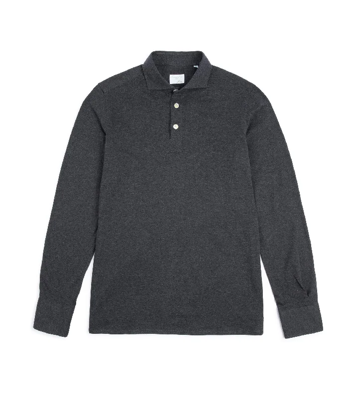 Finamore Cotton Cashmere Orlando Polo Shirt: Charcoal